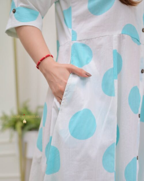 Polka Dots Cotton A-Line Dress