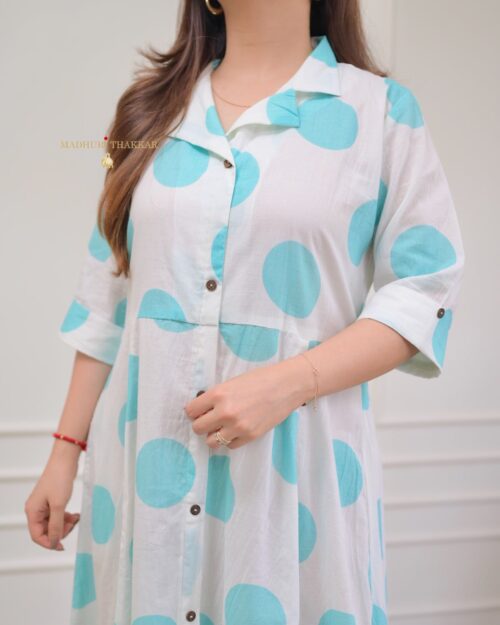 Polka Dots Cotton A-Line Dress