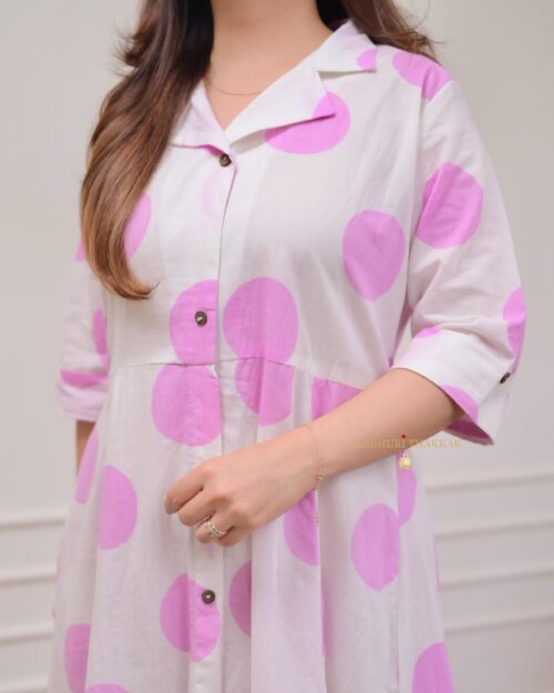 Polka Dots Cotton A-Line Dress