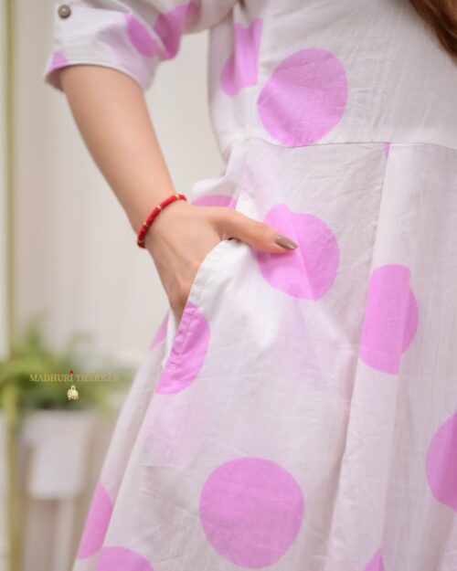 Polka Dots Cotton A-Line Dress