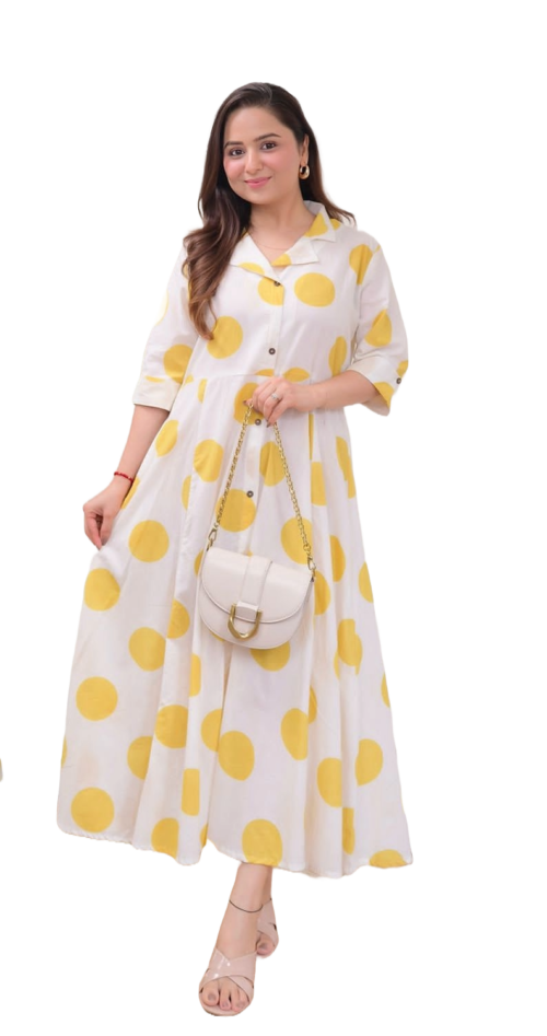 Polka Dots Cotton A-Line Dress